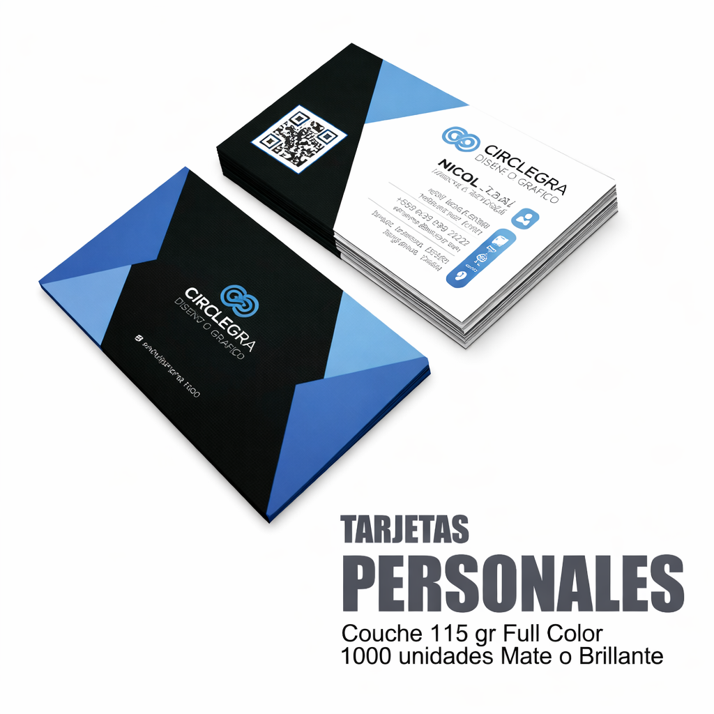 Tarjetas personales x millar brillante o mate