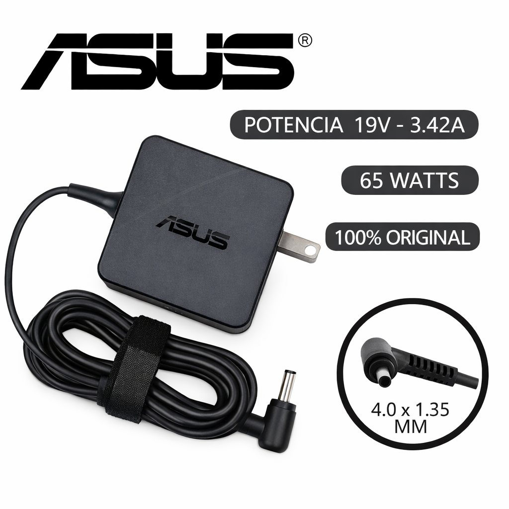 Cargador Asus 19v 3.42a original punta delgada