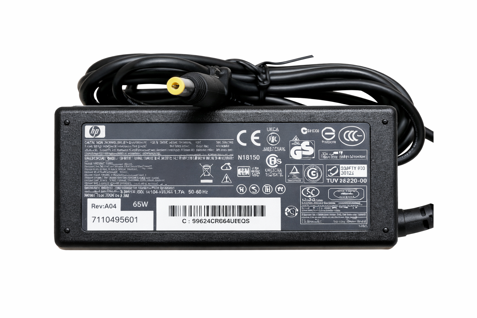 Cargador HP 18.5v 3.5a Punta Amarilla Cable Corriente