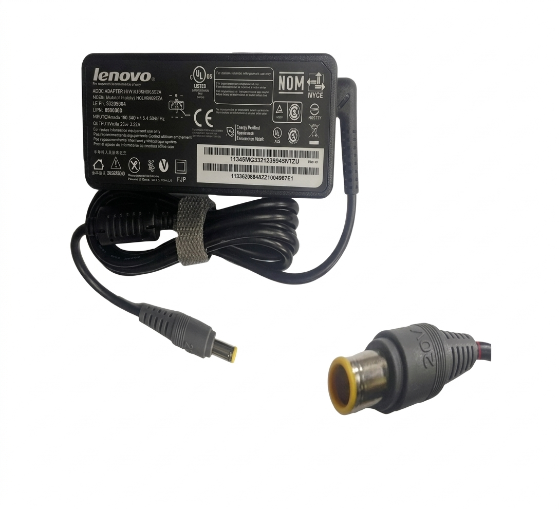 Cargador LENOVO 20v 3.25a Punta Aguja Cable Corriente