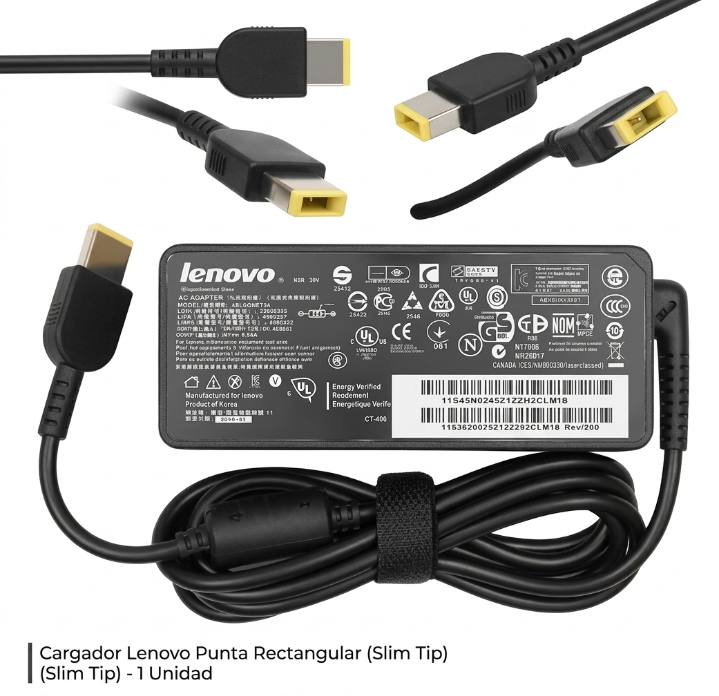 Cargador LENOVO 20v 3.25a Punta USB Cable Corriente